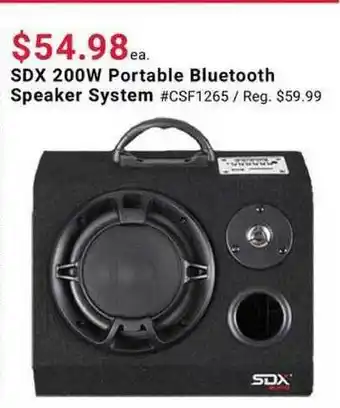 Pep Boys Sdx 200w Portable Bluetooth Speaker System offer