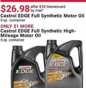 Pep Boys Castrol Edge Full Synthetic Motor Oil offer