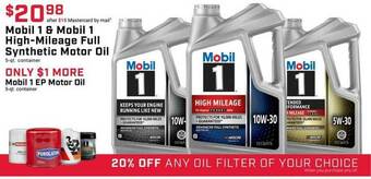 Pep Boys Mobil 1 & Mobil 1 High-mileage Full Synthetic Motor Oil offer