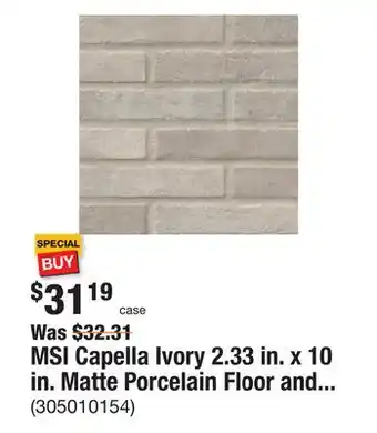 The Home Depot MSI Capella Ivory 2.33 in. x 10 in. Matte Porcelain Floor and Wall Tile (5.15 sq. ft./Case) offer