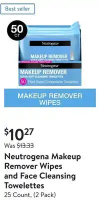 Walmart Neutrogena Makeup Remover Wipes and Face Cleansing Towelettes offer
