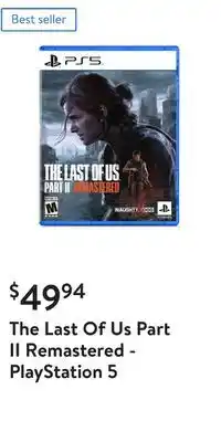 Walmart The Last Of Us Part II Remastered - PlayStation 5 offer