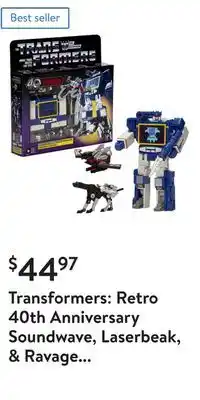 Walmart Transformers: Retro 40th Anniversary Soundwave, Laserbeak, & Ravage Kids Toy Action Figure for Boys and Girls Ages 4 5 6 7 8 offer