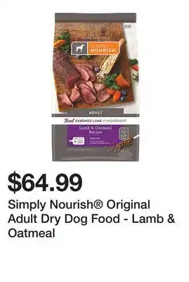 Petsmart Simply Nourish Original Adult Dry Dog Food - Lamb & Oatmeal offer
