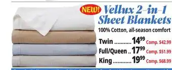 Ocean State Job Lot Vellux 2-in-1 Sheet Blankets offer