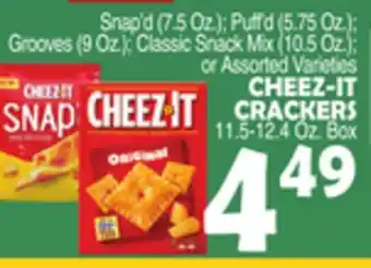 Bravo Supermarkets CHEEZ-IT CRACKERS 11.5-12.4 Oz. Box offer