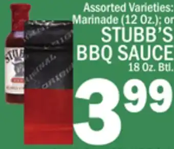 C Town STUBB'S BBQ SAUCE 18 Oz. Btl offer