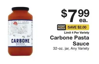 Fairway Store Market Carbone Pasta Sauce offer
