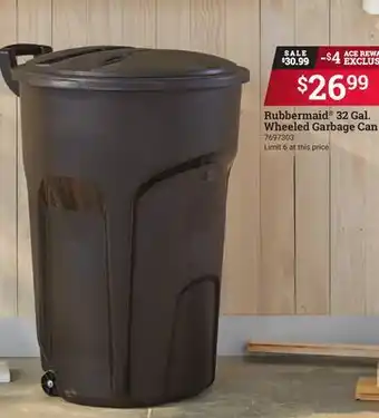 Ace Hardware Rubbermaid 32 Gal. Wheeled Garbage Can offer