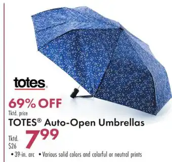 Boscov's TOTES Auto-Open Umbrellas offer