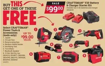 Ace Hardware CRAFTSMAN V20 Battery & Charger Starter Kit offer