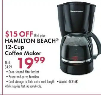 Boscov's HAMILTON BEACH 12-Cup Coffee Maker offer