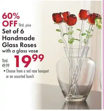 Boscov's Handmade Glass Roses with a glass vase offer