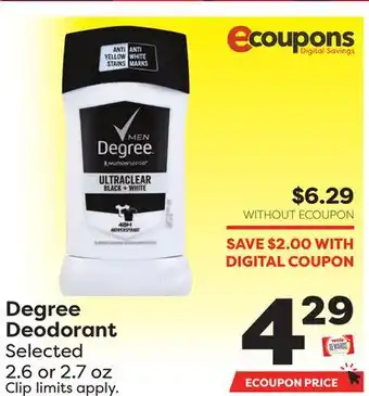 Weis Markets Degree Deodorant offer