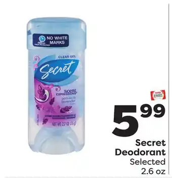 Weis Markets Secret Deodorant offer