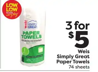 Weis Markets Weis Simply Great Paper Towels offer