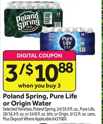 Stop&Shop Poland Spring, Pure Life or Origin Water offer