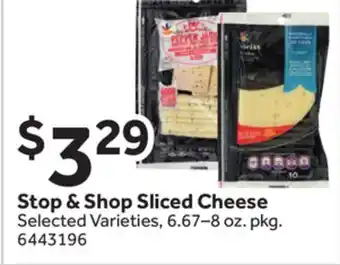 Stop&Shop Stop & Shop Sliced Cheese offer