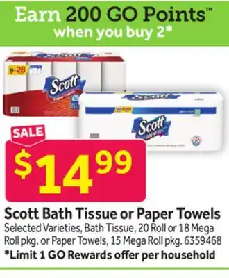 Stop&Shop Scott Bath Tissue or Paper Towels offer
