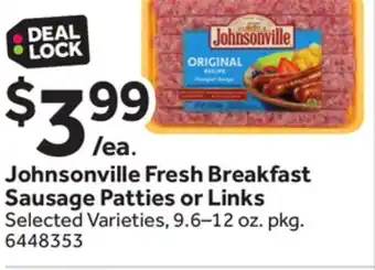 Stop&Shop Johnsonville Fresh Breakfast Sausage Patties or Links offer