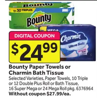 Stop&Shop Bounty Paper Towels or Charmin Bath Tissue offer