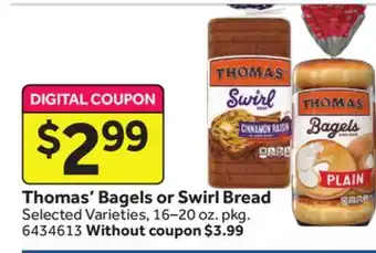 Stop&Shop Thomas' Bagels or Swirl Bread offer