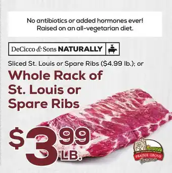 DeCicco & Sons Sliced St. Louis or Whole Rack of St. Louis or Spare Ribs offer