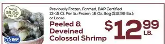 DeCicco & Sons Peeled & Deveined Colossal Shrimp offer