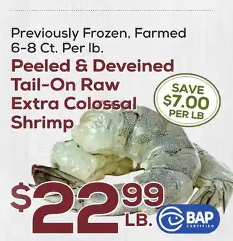 DeCicco & Sons Tail-On Raw Extra Colossal Shrimp offer