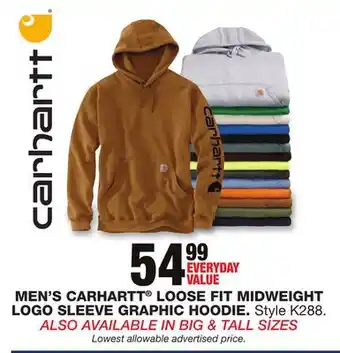 Blain's Farm & Fleet MEN'S CARHARTT LOOSE FIT MIDWEIGHT LOGO SLEEVE GRAPHIC HOODIE offer