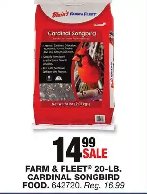 Blain's Farm & Fleet FARM & FLEET 20-LB CARDINAL SONGBIRD FOOD offer