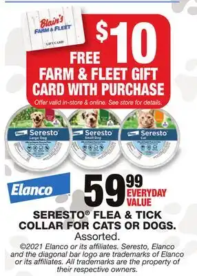 Blain's Farm & Fleet SERESTO FLEA & TICK COLLAR FOR CATS OR DOGS offer