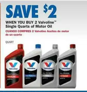 Carquest 2 Valvoline Single Quarts Of Motor Oil offer