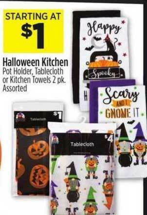 Dollar General Halloween Kitchen Pot Holder, Tablecloth Or Kitchen Towels offer