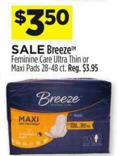 Dollar General Breeze™ Feminine Care Ultra Thin Or Maxi Pads offer