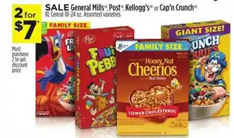 Dollar General General Mills®, Post®, Kellogg's Or Cap'n Crunch® XL Cereal offer