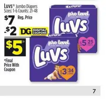 Dollar General Luvs® Jumbo Diapers Sizes: 1-6 Counts offer