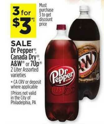 Dollar General Dr Pepper®, Canada Dry®, A&W® Or 7up® 2 Liter offer
