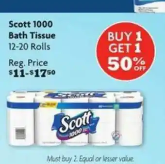 Family Dollar Scott 1000 Bath Tissues 12-20 Rolls offer