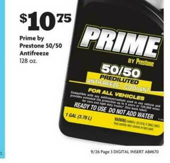 Family Dollar Prime By Prestone 50-50 Antifreeze offer