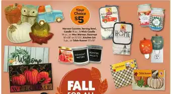 Family Dollar Harvest Canister, Serving Bowl, Candle, 3-Wick Candle Or Wax Warmer, Doormat, Kitchen Set Or Table Runner offer