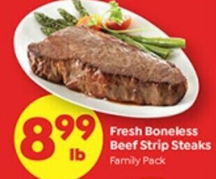 Save a Lot Fresh Boneless Beef Strip Steaks offer