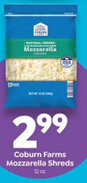 Save a Lot Coburn Farms Mozzarella Shreds 12 oz offer