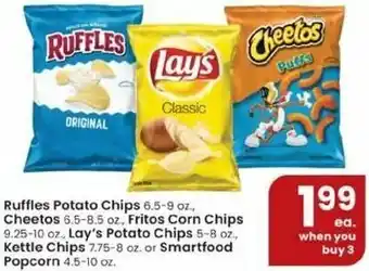 Albertsons Ruffles Potato Chips, Cheetos, Fritos Corn Chips, Lay's Potato Chips , Kettle Chips offer