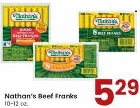 Albertsons Nathan's Beef Franks 10-12 oz offer
