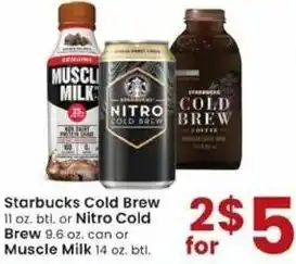 Albertsons Starbucks Cold Brew Or Nitro Cold Brew Or Muscle Milk offer