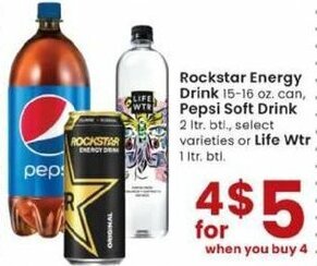 Albertsons Rockstar Energy Drink Pepsi Soft Drink Or Life Wtr offer