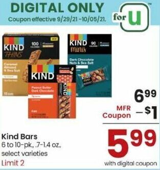 Albertsons Kind Bars offer