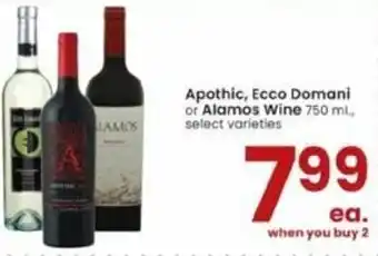 Albertsons Apothic, Ecco Domani Or Alamos Wine offer