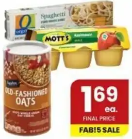 Albertsons Old-Fashioned Oats, Mott's Apple Sauce, O Organics Spaghetti Organic Macaroni Product offer